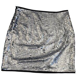 Sachin Babi Silver Metallic Sequins Mini Skirt Size 4 Statement Short‎
